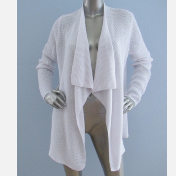 Eileen Fisher Sweaters - Eileen Fisher Nwt Organic Linen Rib Knit Drape Open Cardigan Sweater Petite PL